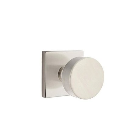 EMTEK Round Knob 2-3/8 in Backset Privacy With Square Rose for 1-1/4 in to 2 in Door Satin Nickel Finish 5210ROUUS15